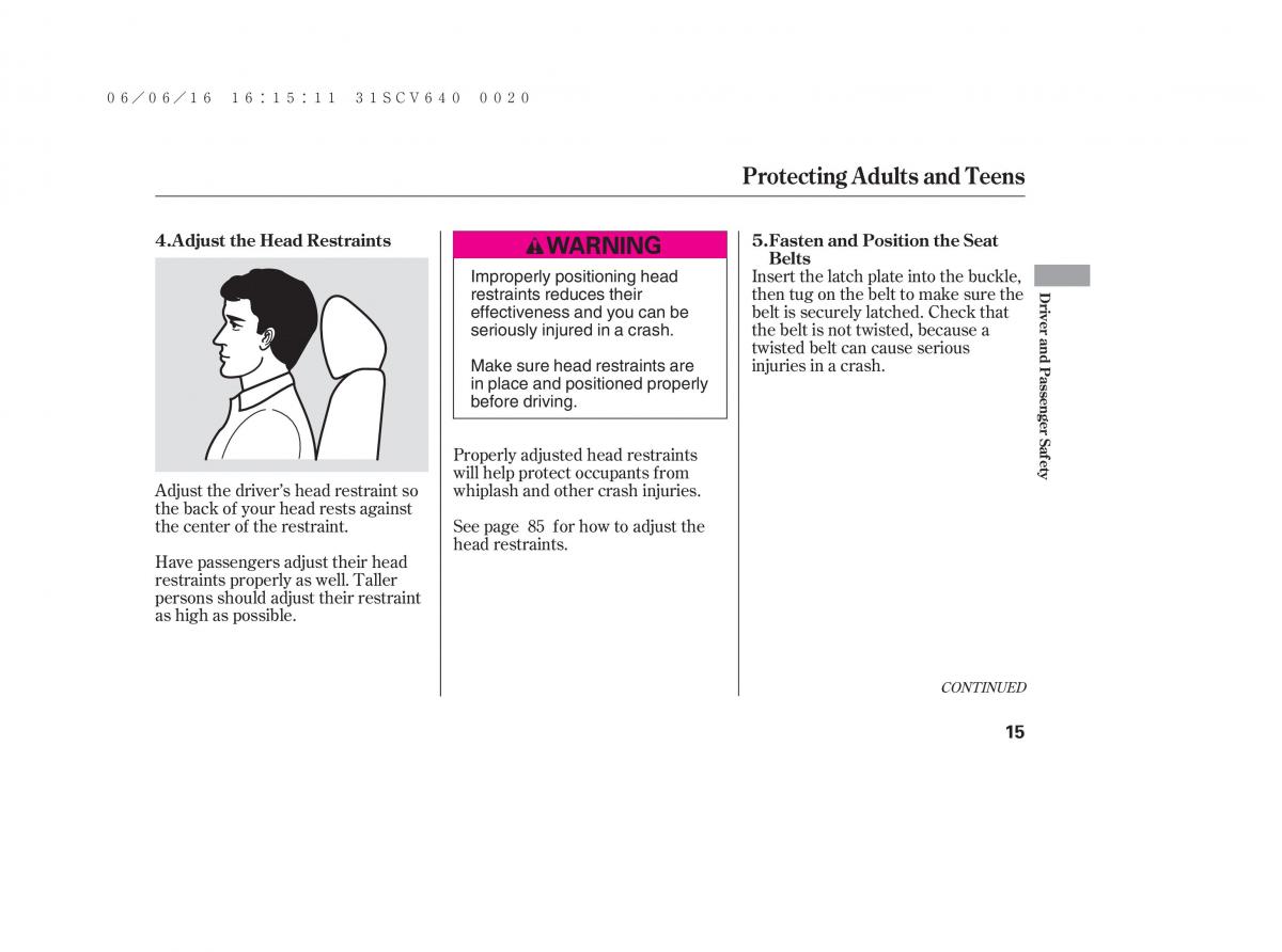 Honda Element owners manual / page 21