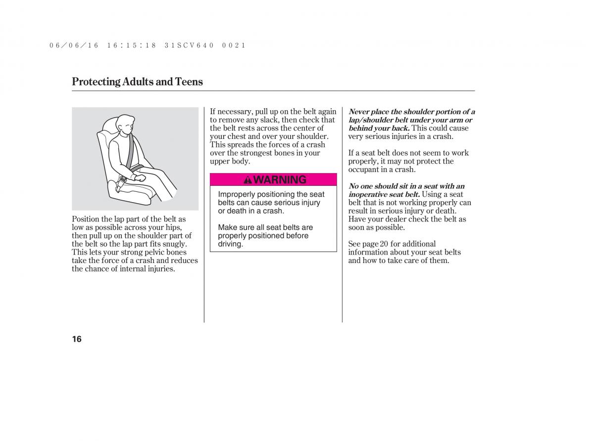 Honda Element owners manual / page 22