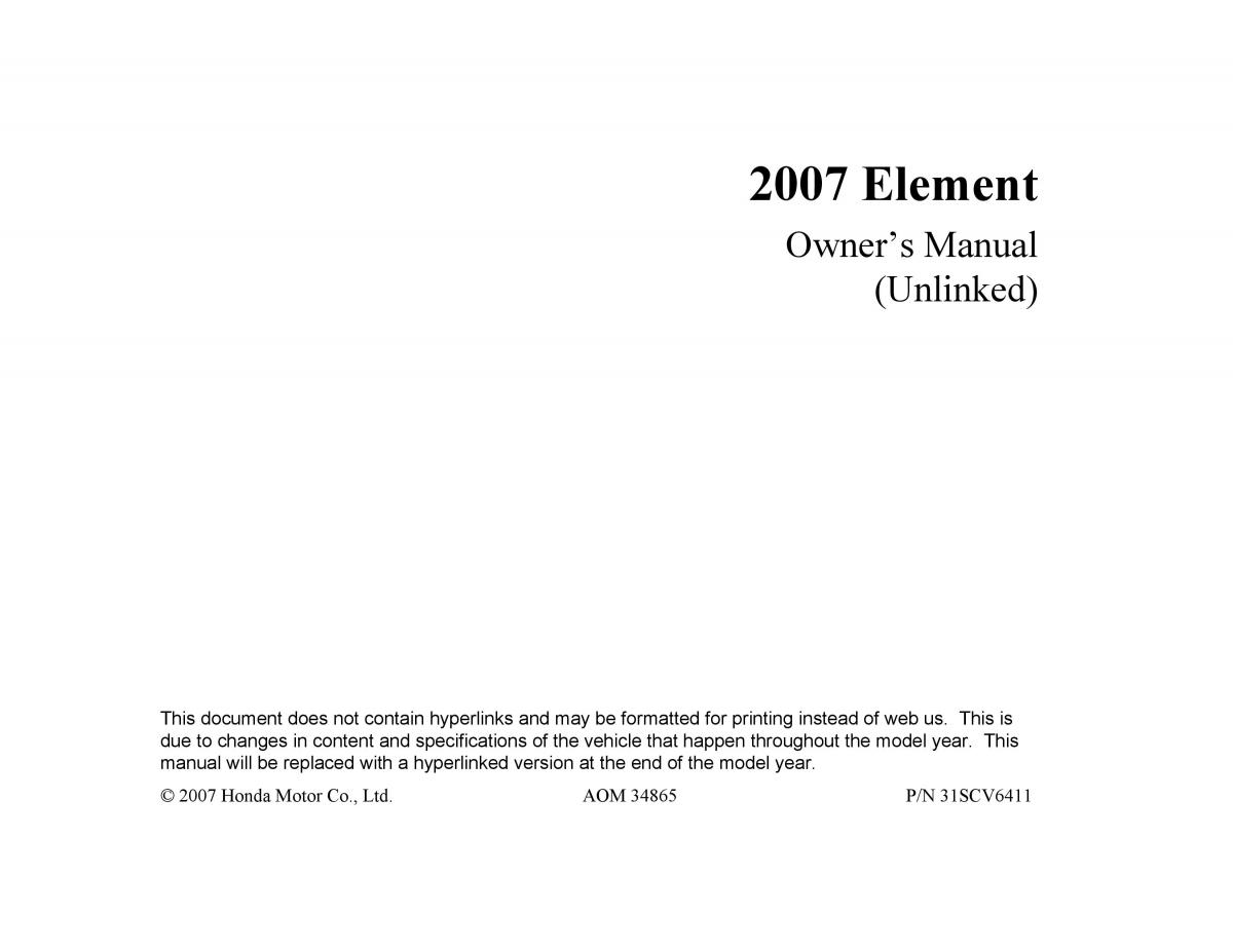 Honda Element owners manual / page 1