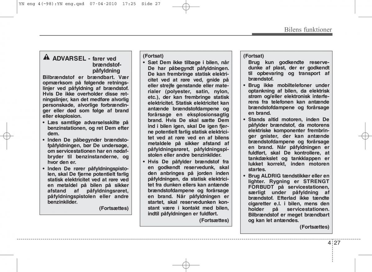 Kia Venga ejere handbog / page 101