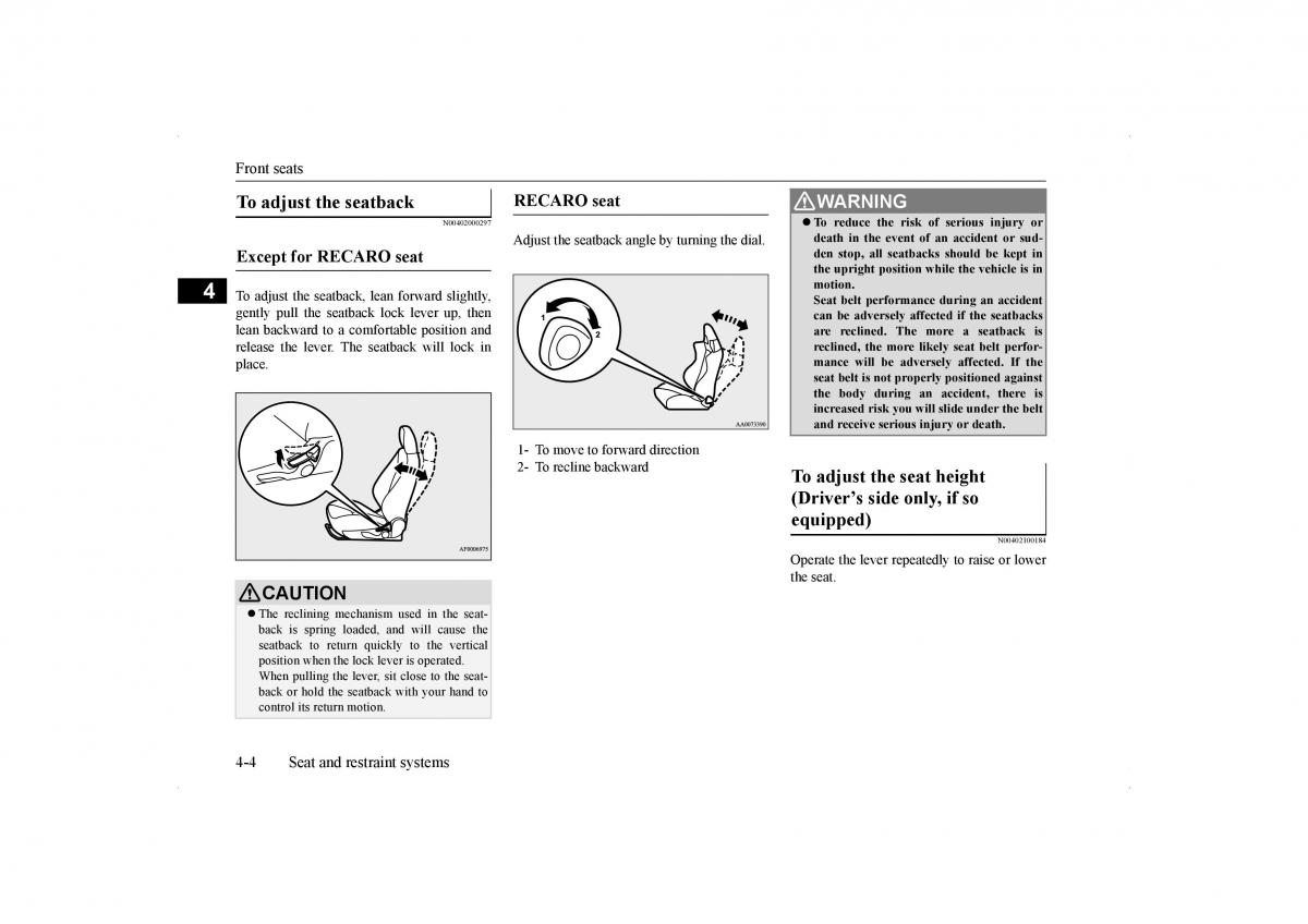 Mitsubishi Lancer VIII 8 owners manual / page 33