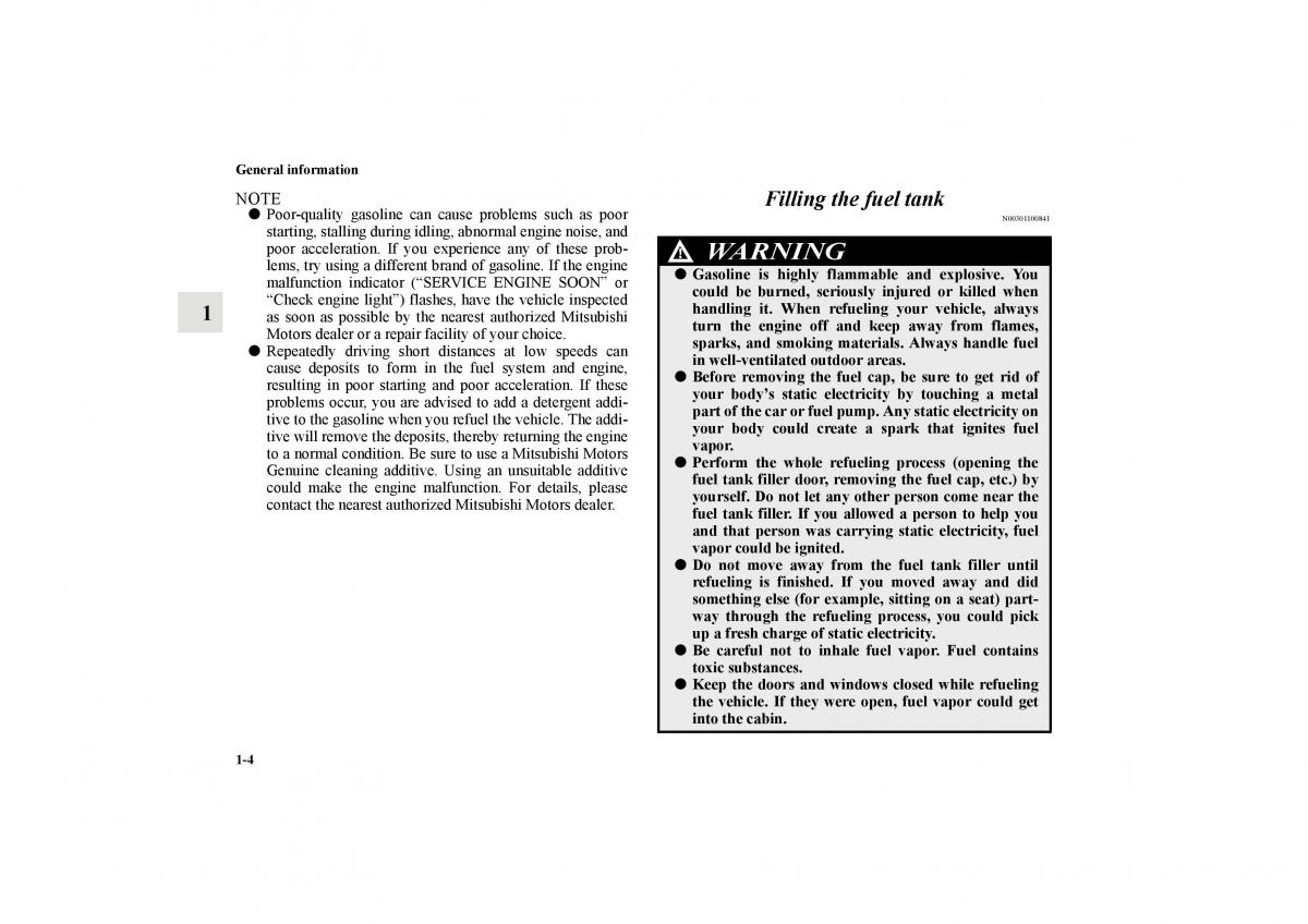 Mitsubishi Lancer Sportback VIII 8 owners manual / page 23
