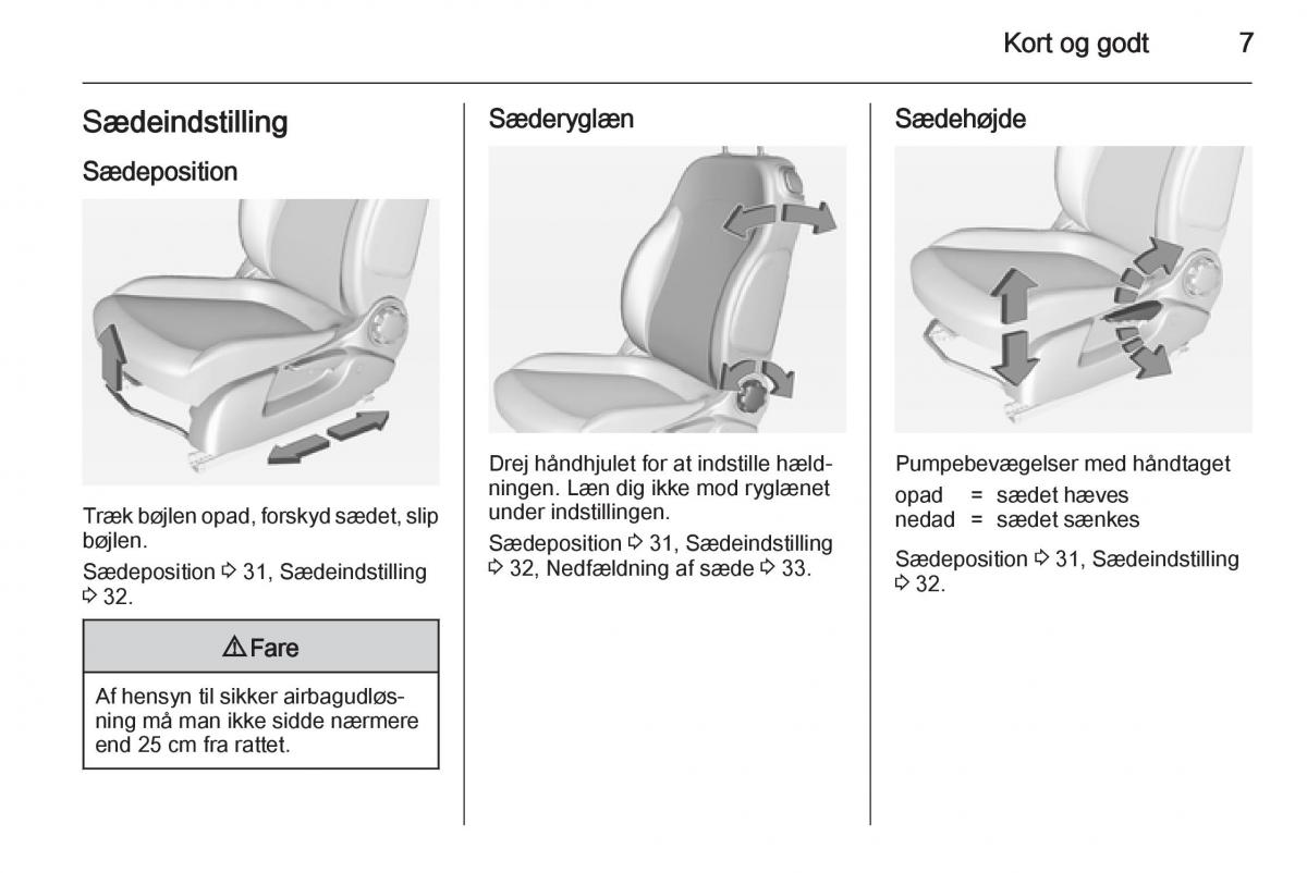 Opel Adam Bilens instruktionsbog / page 9