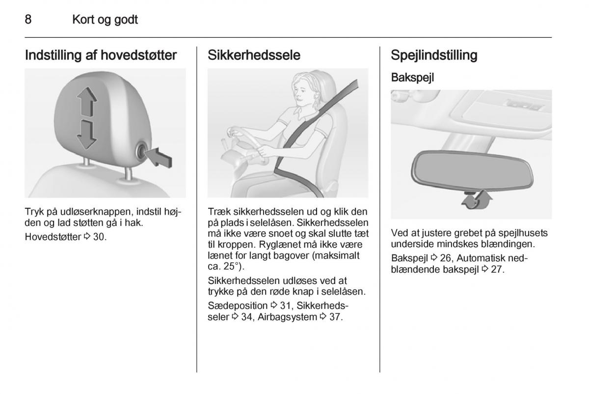 Opel Adam Bilens instruktionsbog / page 10