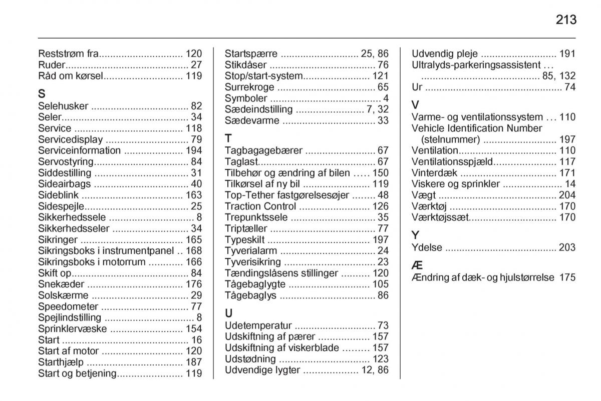 Opel Adam Bilens instruktionsbog / page 215