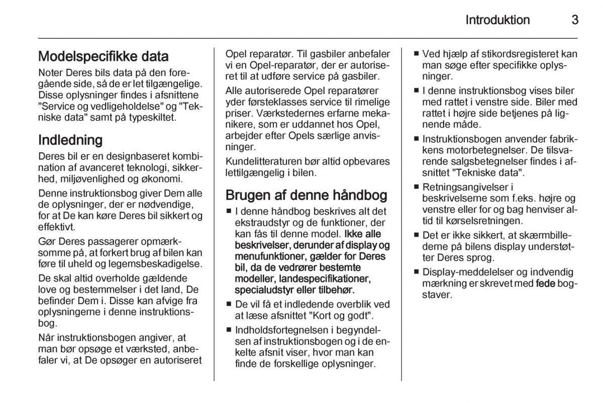 Opel Adam Bilens instruktionsbog / page 5