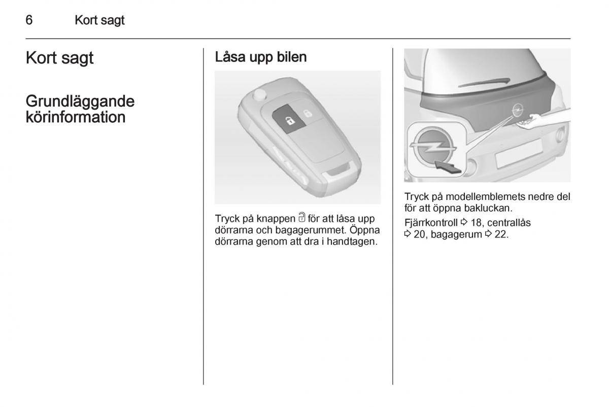 Opel Adam instruktionsbok / page 8