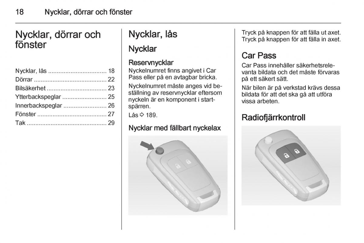 Opel Adam instruktionsbok / page 20