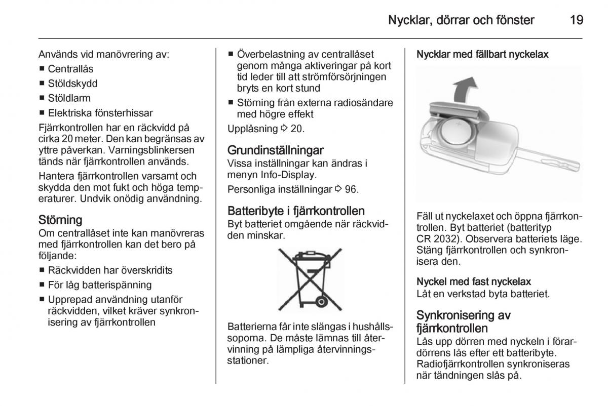 Opel Adam instruktionsbok / page 21