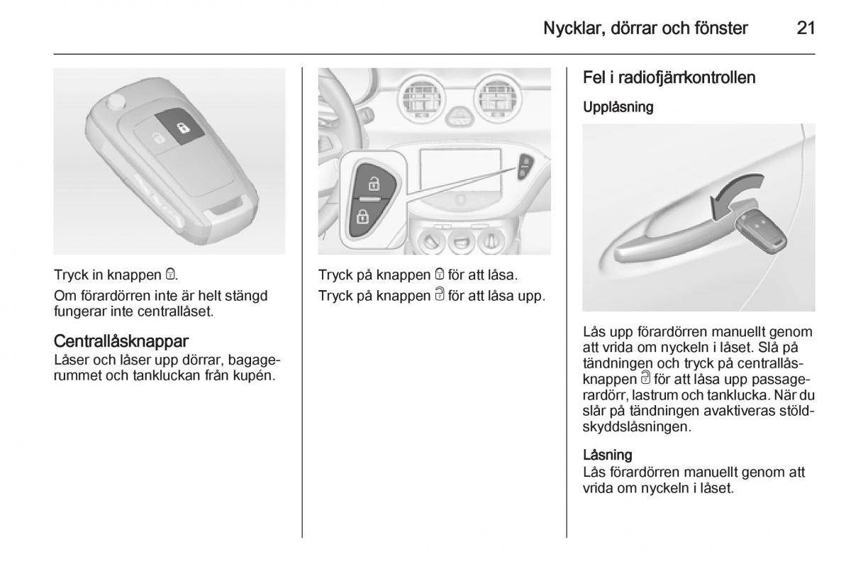 Opel Adam instruktionsbok / page 23