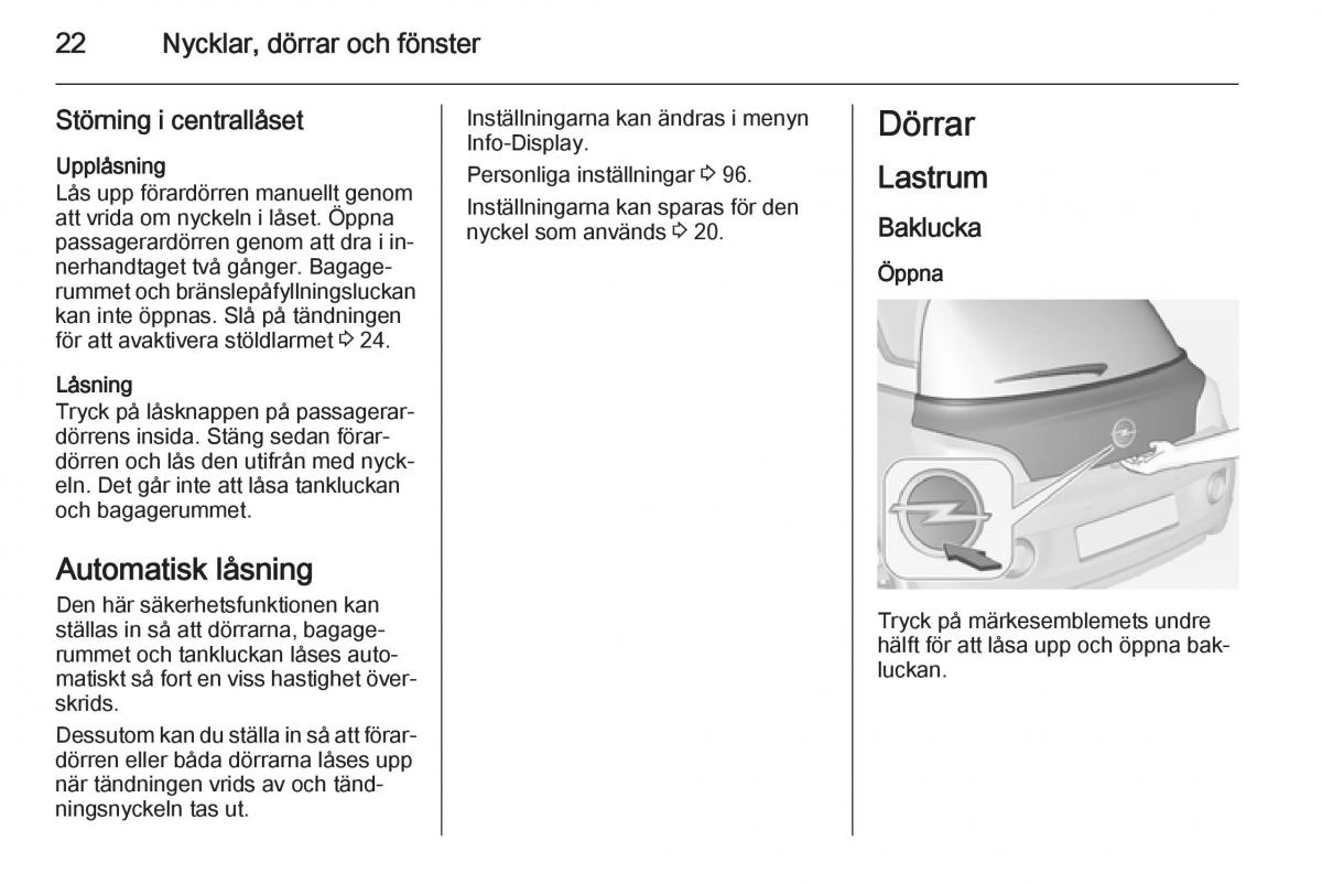 Opel Adam instruktionsbok / page 24