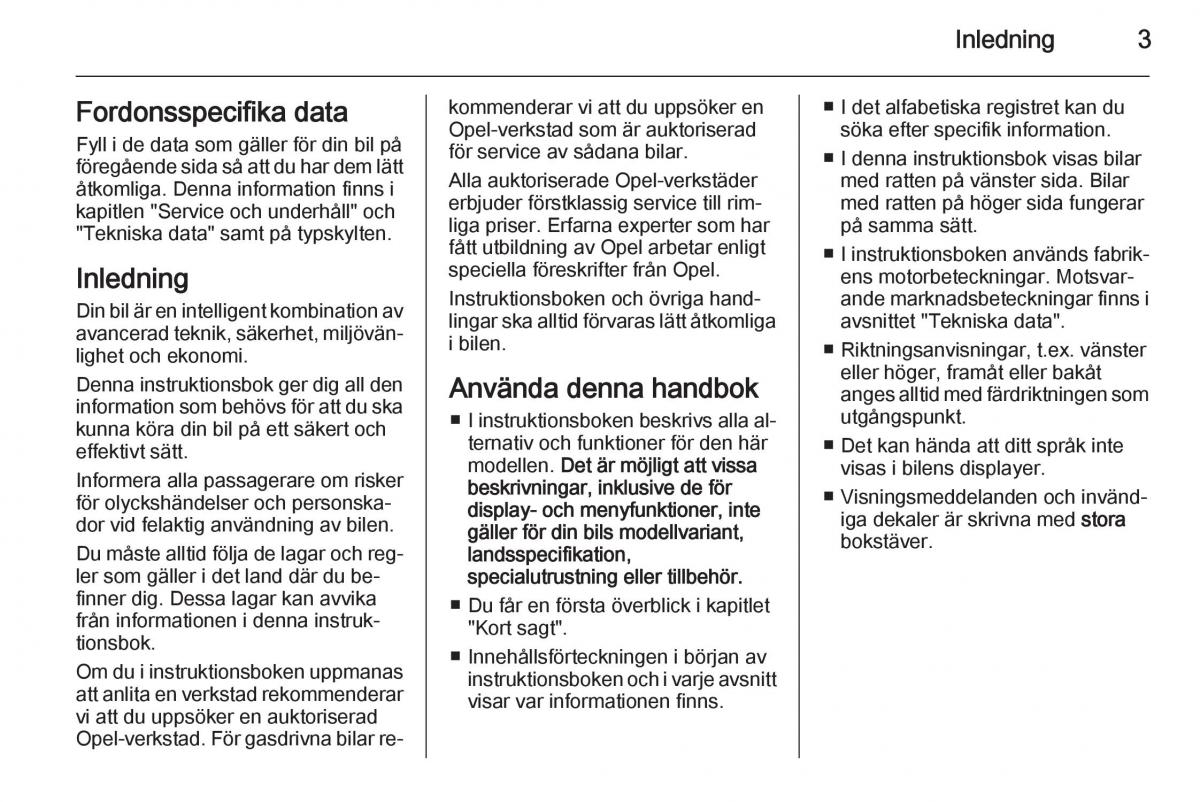 Opel Adam instruktionsbok / page 5