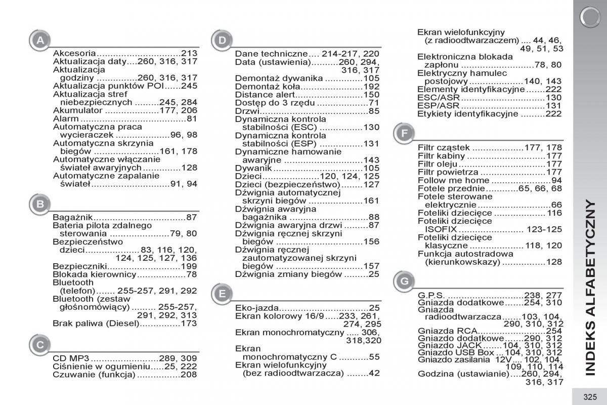 Peugeot 5008 instrukcja obslugi / page 327