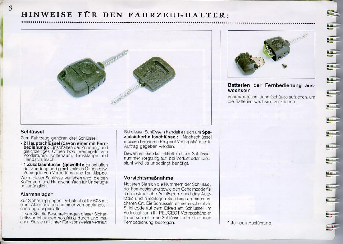 Peugeot 605 instrukcja obslugi / page 8