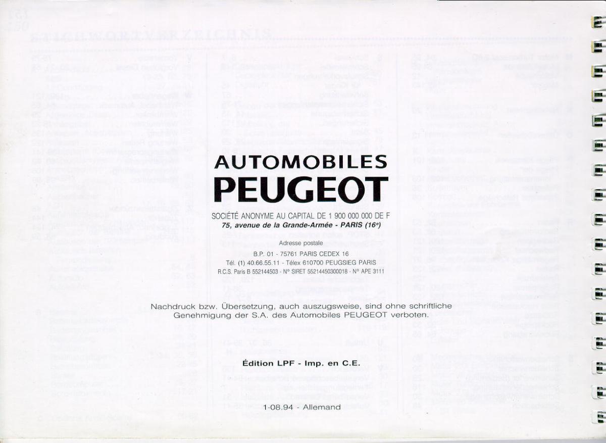 Peugeot 605 instrukcja obslugi / page 150