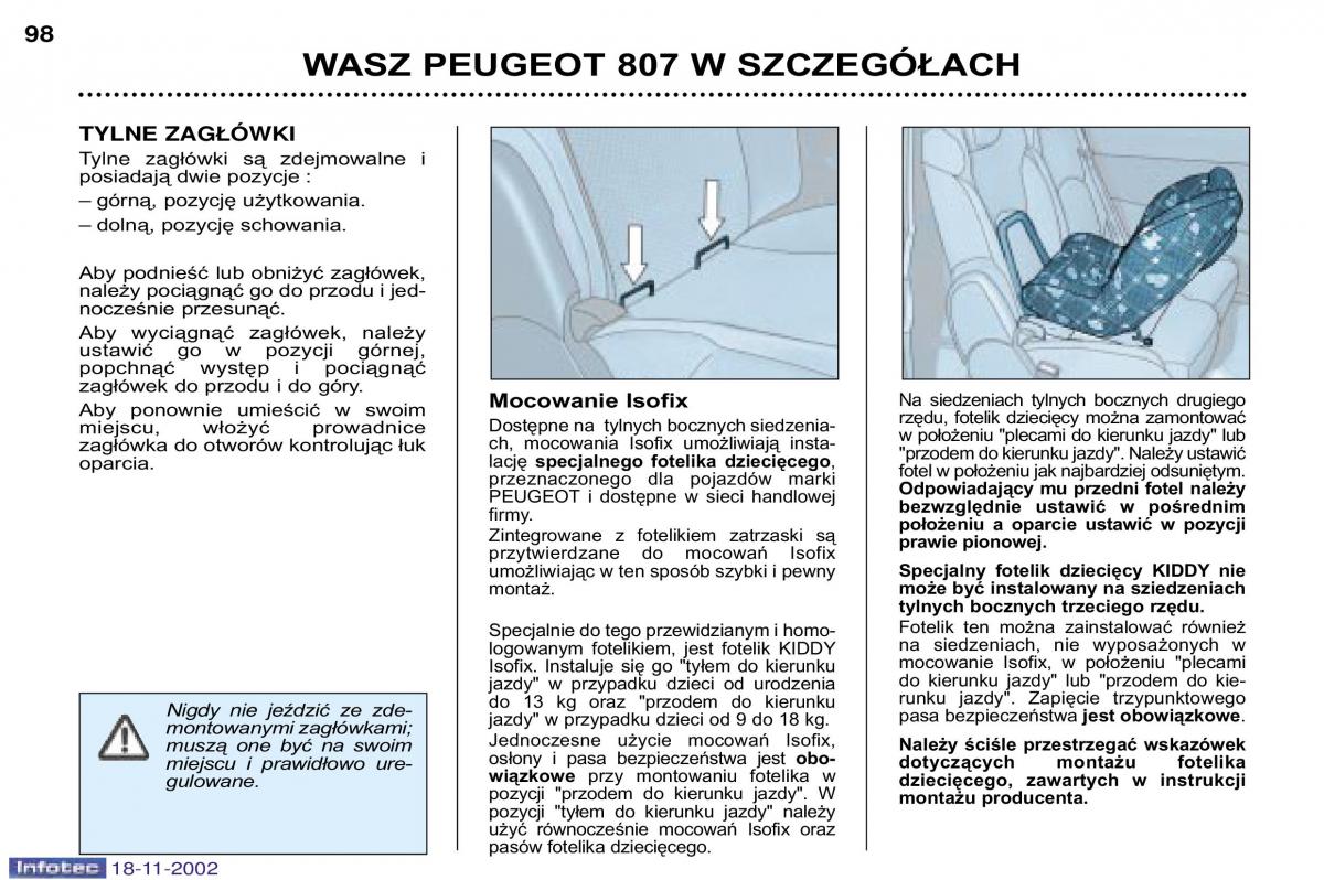 Peugeot 807 instrukcja obslugi / page 98