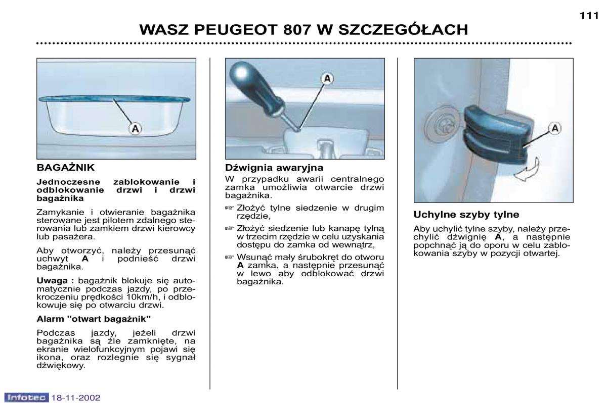 Peugeot 807 instrukcja obslugi / page 110