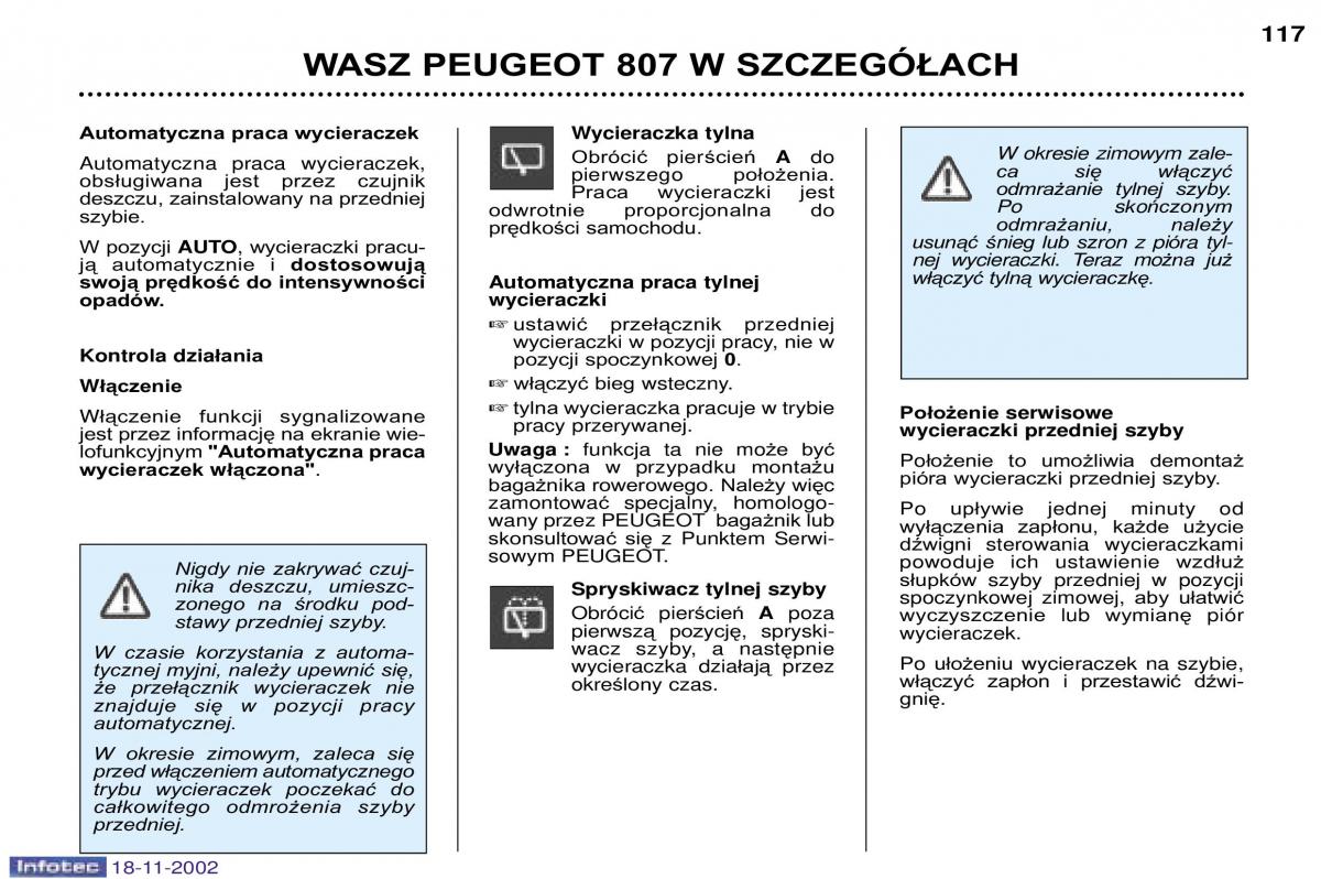 Peugeot 807 instrukcja obslugi / page 118