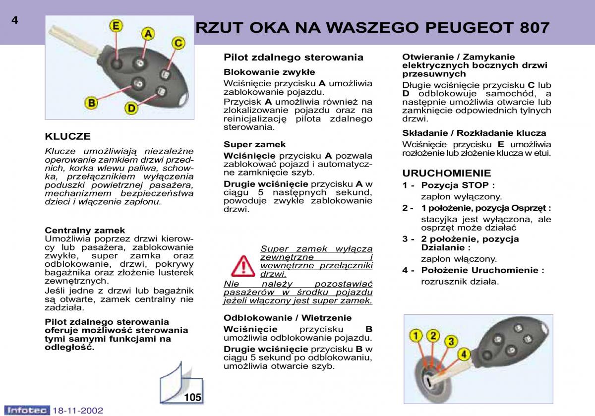 Peugeot 807 instrukcja obslugi / page 4
