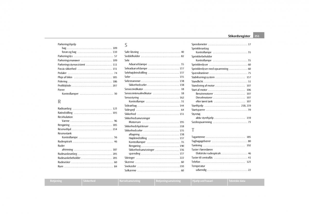 Skoda Yeti Bilens instruktionsbog / page 253