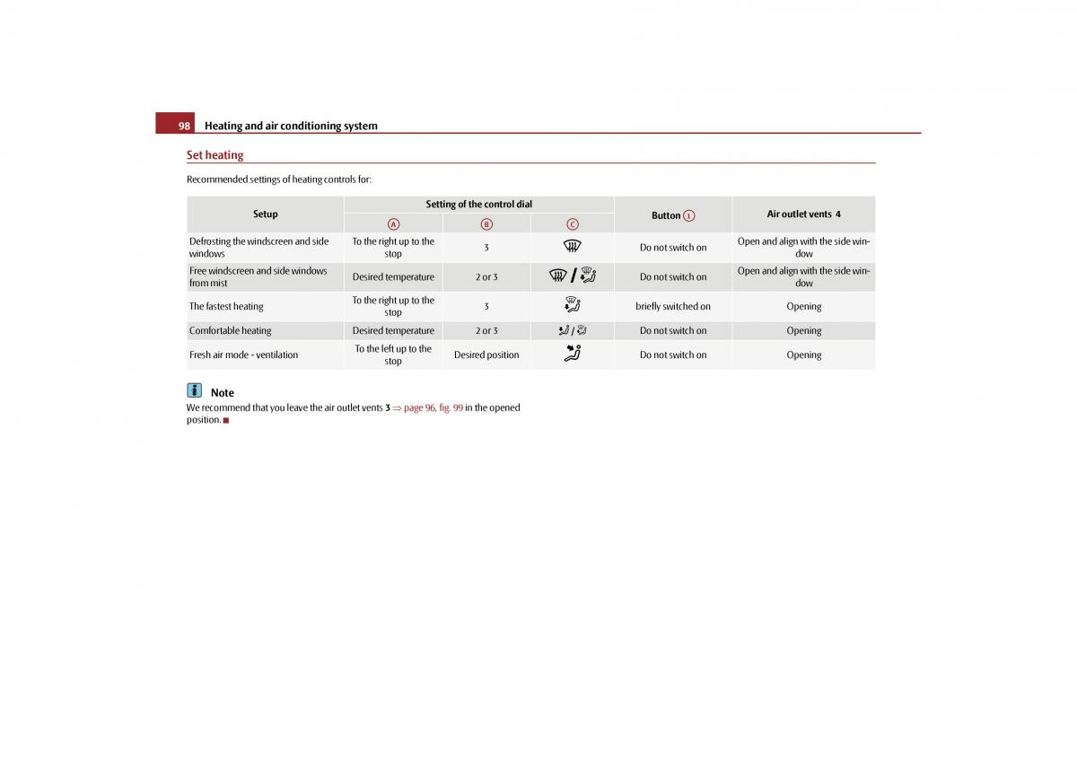 Skoda Yeti owners manual / page 99
