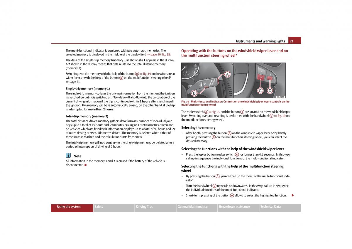 Skoda Yeti owners manual / page 22