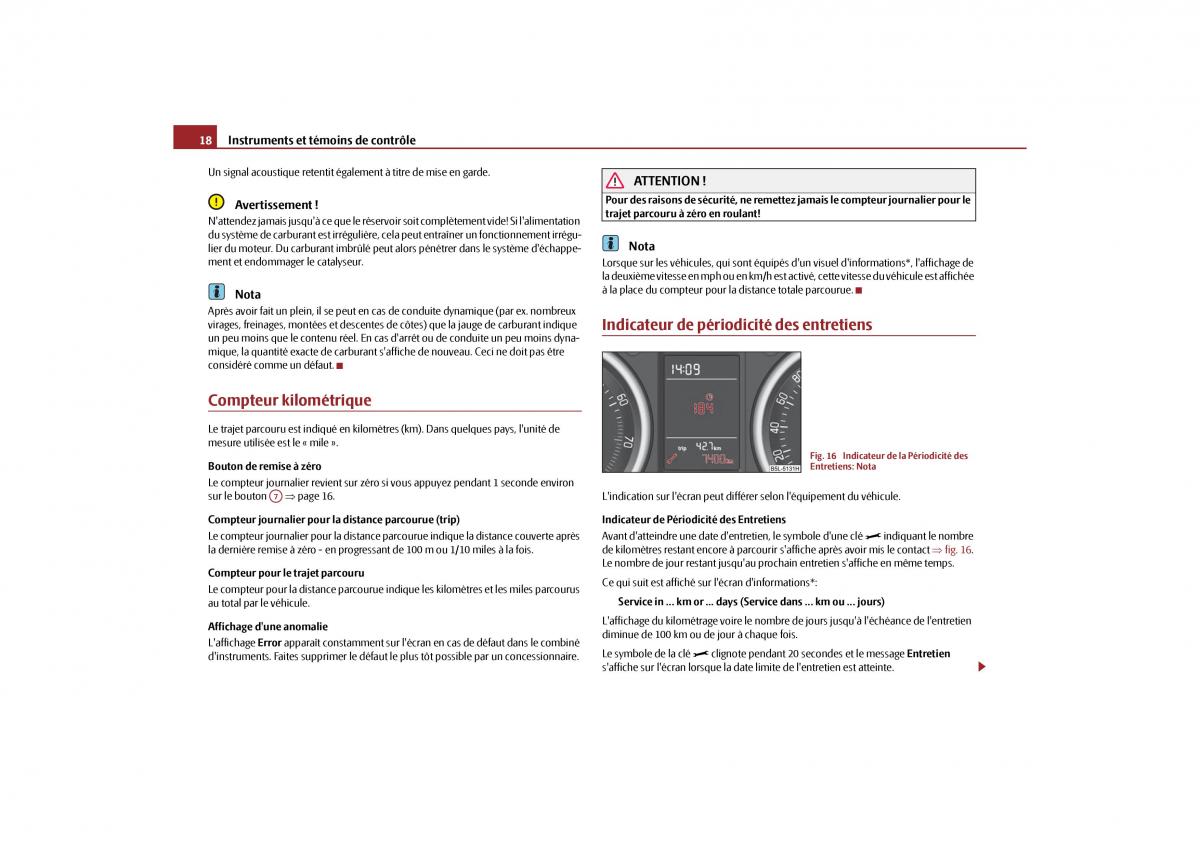 Skoda Yeti manuel du proprietaire / page 19