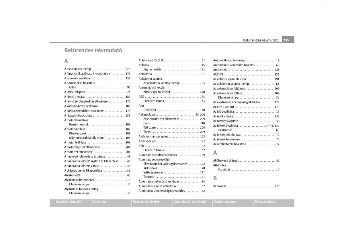 Skoda Yeti Kezelesi utmutato / page 256