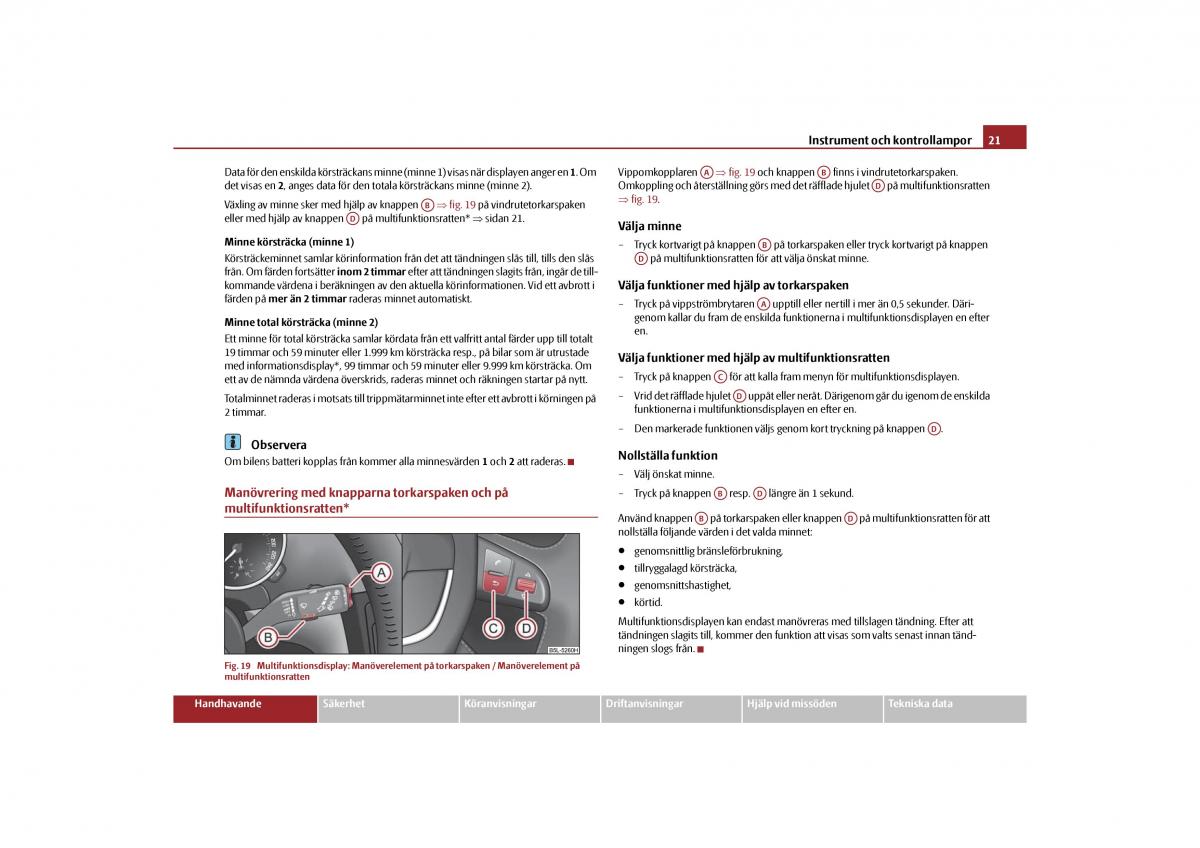 Skoda Yeti instruktionsbok / page 22