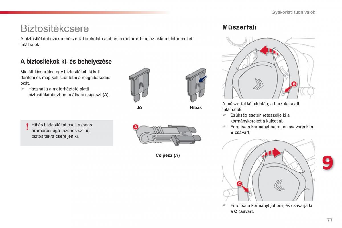 manual Citroen C1 Citroen C1 I 1 Kezelesi utmutato / page 73