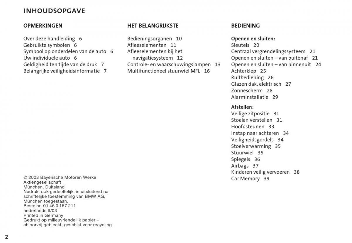 manual  Mini Cooper One I 1 handleiding / page 5