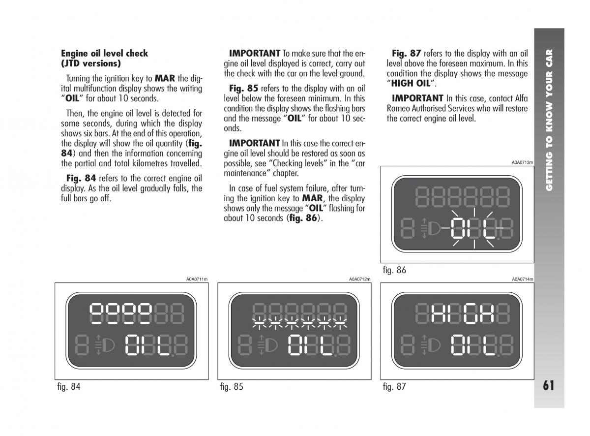 Alfa Romeo 147 owners manual / page 62