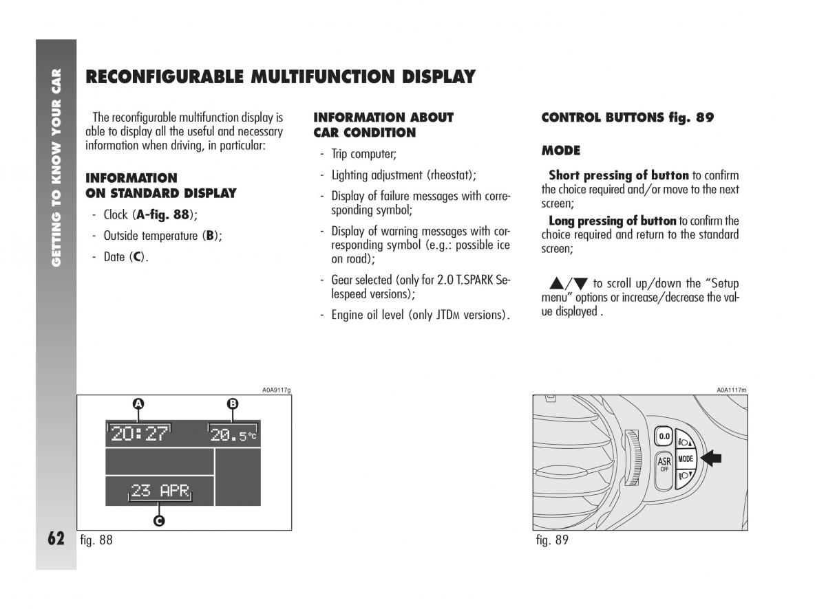 Alfa Romeo 147 owners manual / page 63