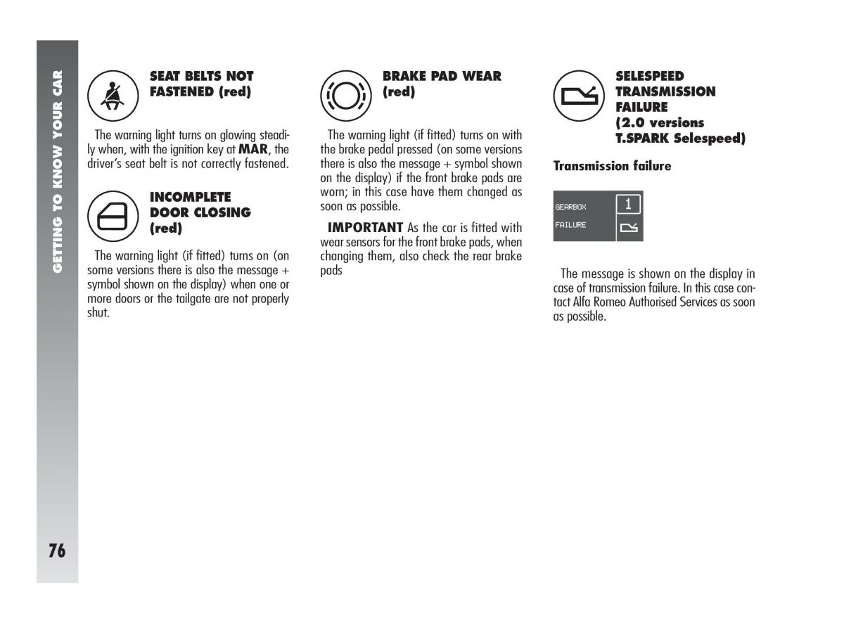 instrukcja obsługi Alfa Romeo 147 Alfa Romeo 147 owners manual / page 77