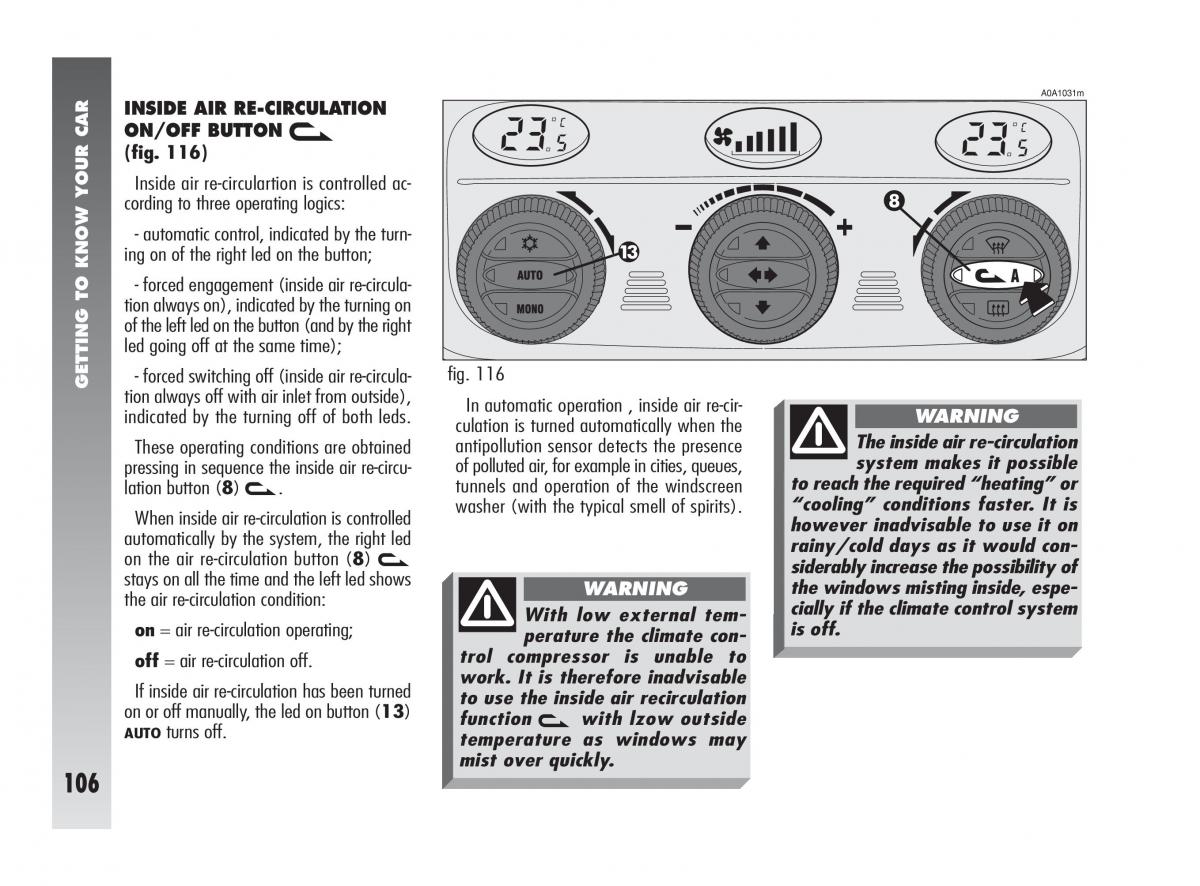 instrukcja obsługi Alfa Romeo 147 Alfa Romeo 147 owners manual / page 107