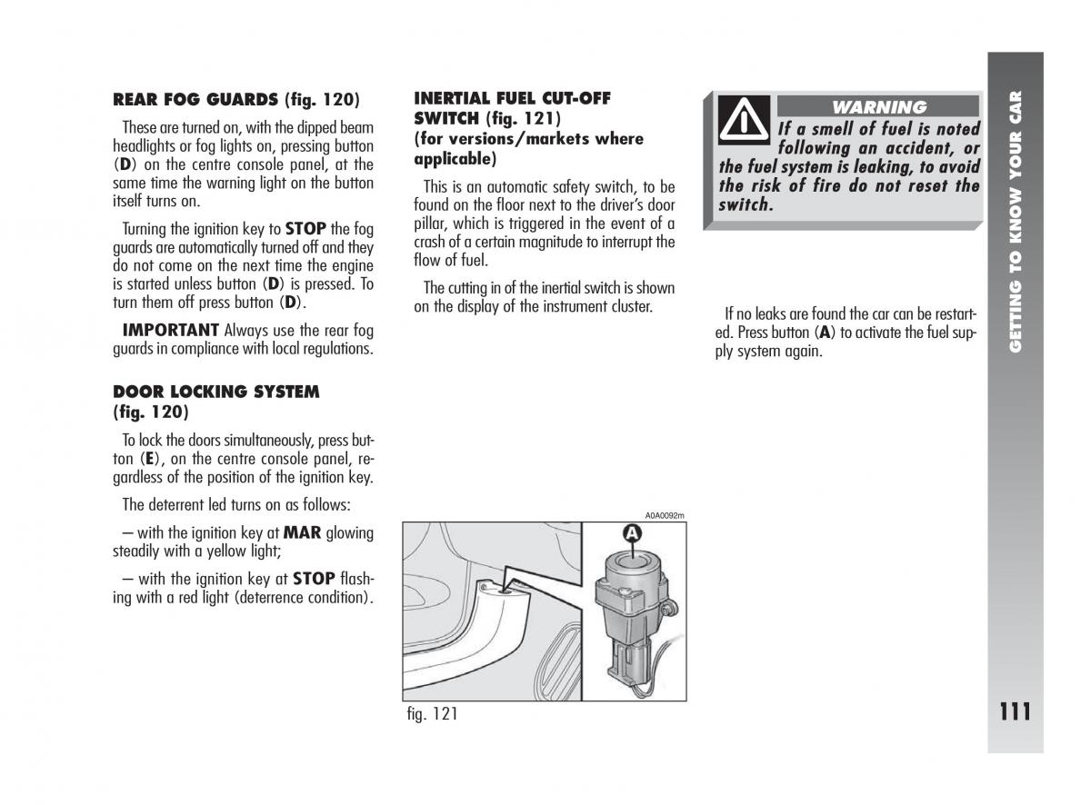 instrukcja obsługi Alfa Romeo 147 Alfa Romeo 147 owners manual / page 112