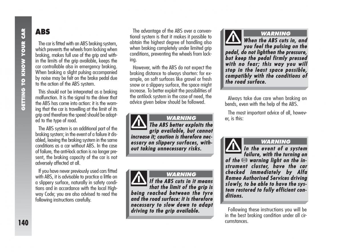 instrukcja obsługi Alfa Romeo 147 Alfa Romeo 147 owners manual / page 141