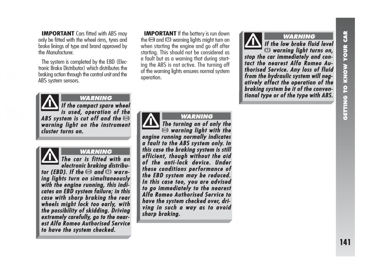instrukcja obsługi Alfa Romeo 147 Alfa Romeo 147 owners manual / page 142