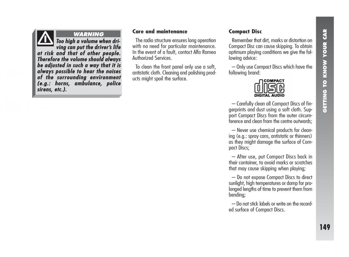 instrukcja obsługi Alfa Romeo 147 Alfa Romeo 147 owners manual / page 150