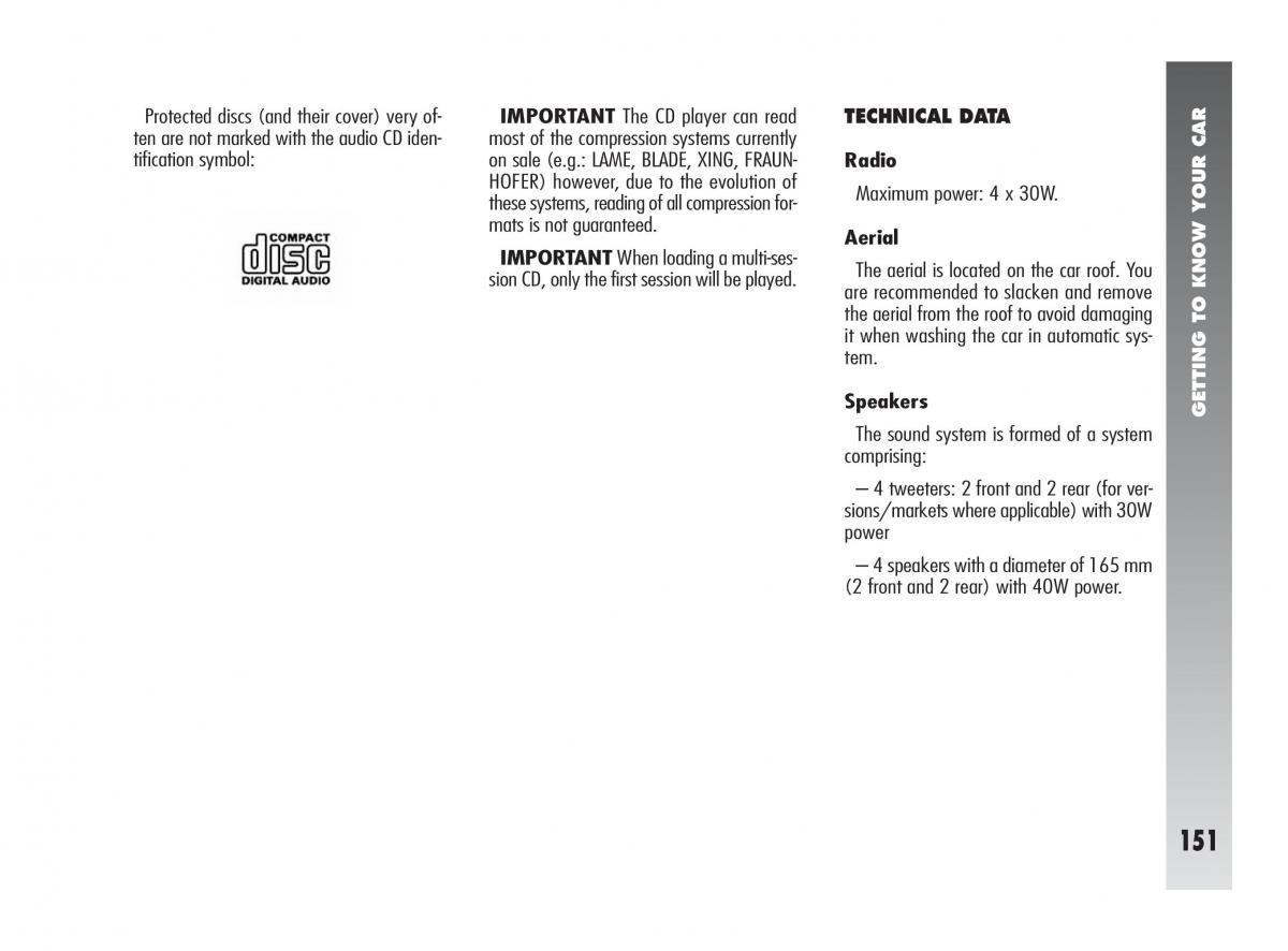 instrukcja obsługi Alfa Romeo 147 Alfa Romeo 147 owners manual / page 152
