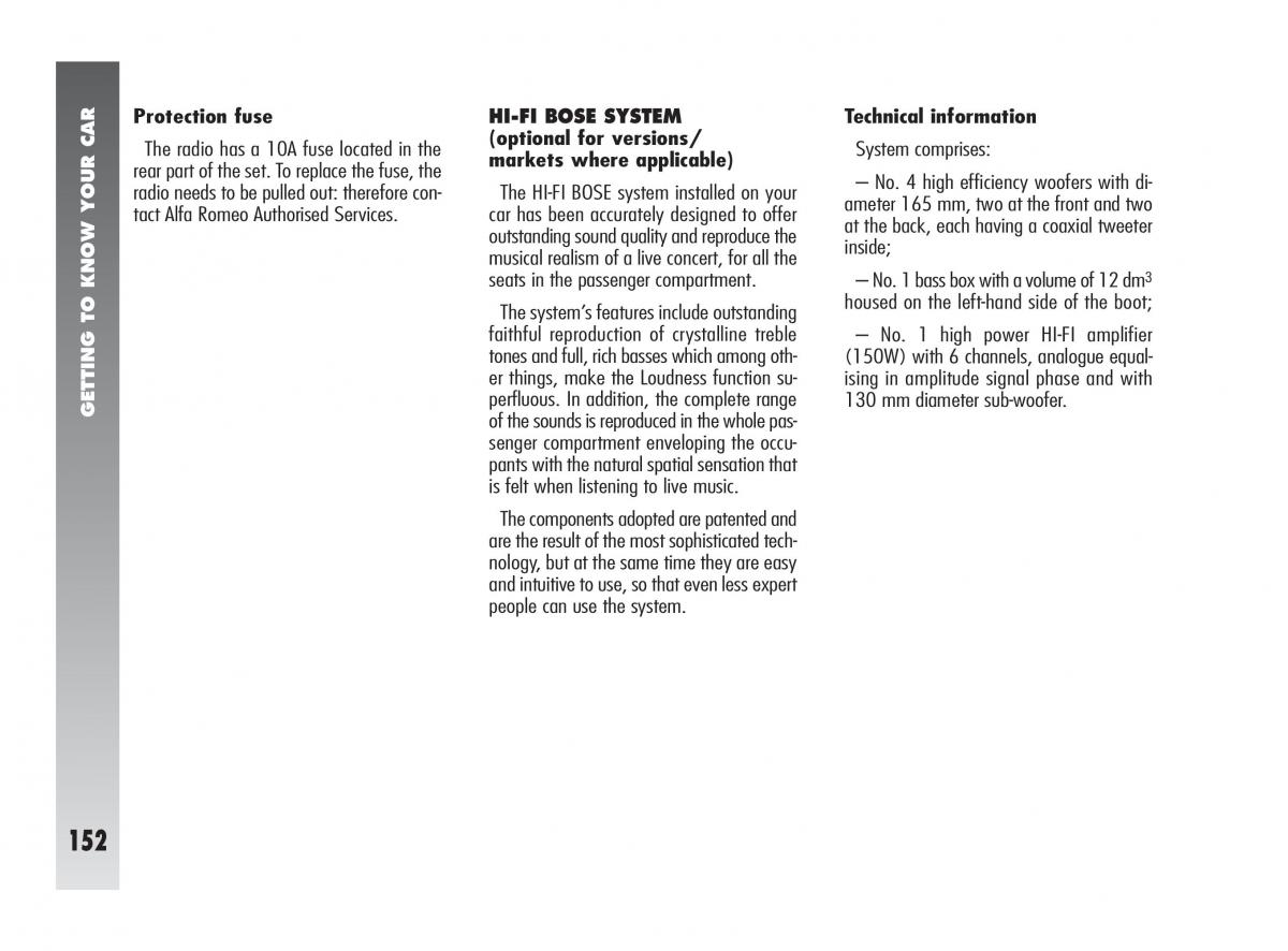 instrukcja obsługi Alfa Romeo 147 Alfa Romeo 147 owners manual / page 153