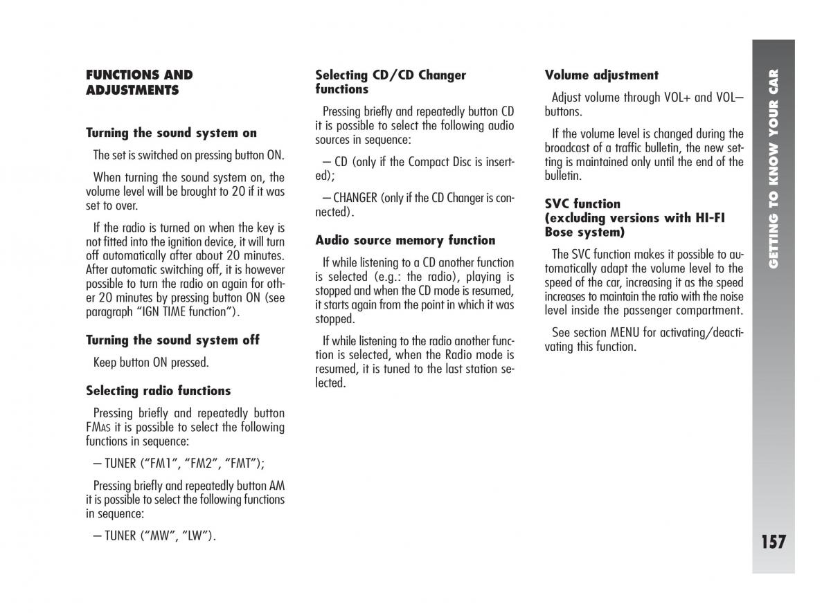 instrukcja obsługi Alfa Romeo 147 Alfa Romeo 147 owners manual / page 158
