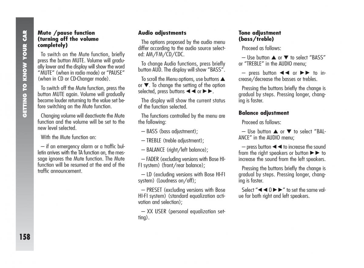 instrukcja obsługi Alfa Romeo 147 Alfa Romeo 147 owners manual / page 159