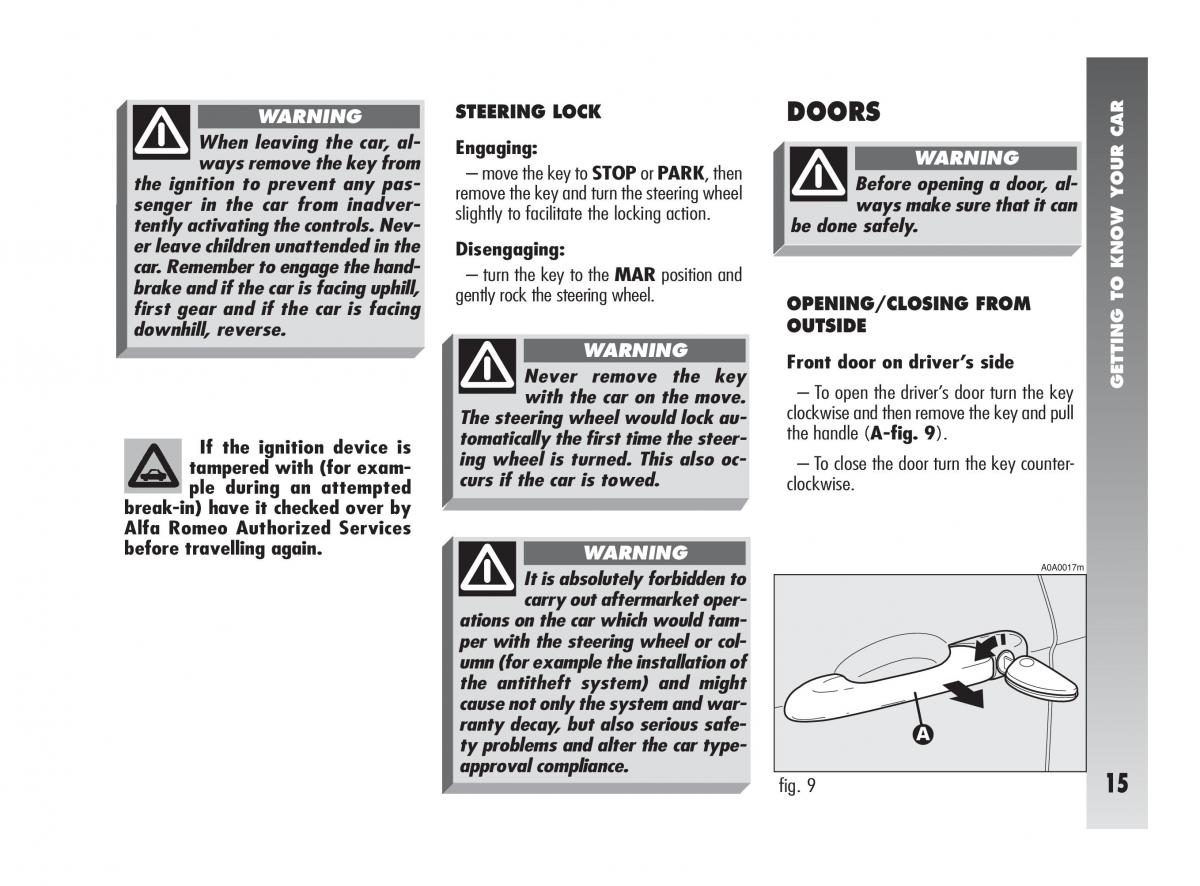 instrukcja obsługi Alfa Romeo 147 Alfa Romeo 147 owners manual / page 16