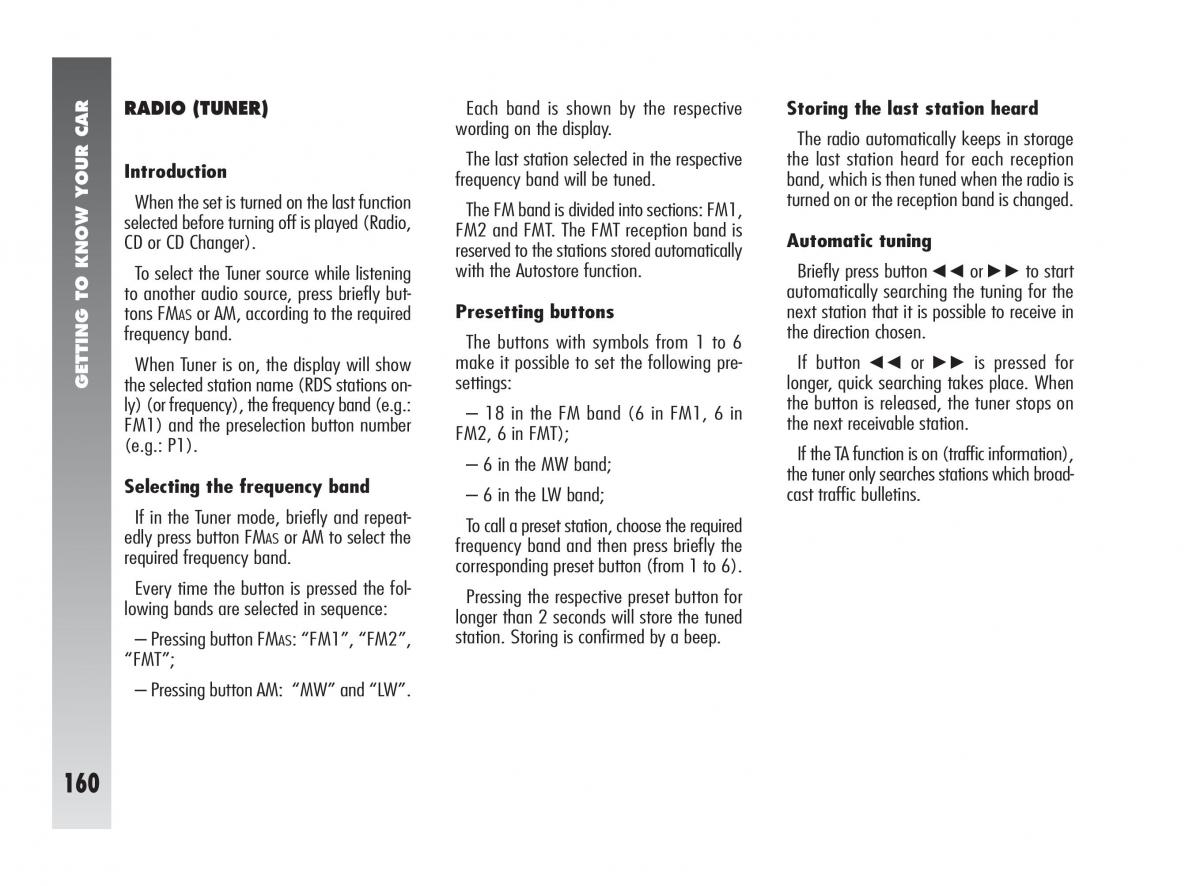 instrukcja obsługi Alfa Romeo 147 Alfa Romeo 147 owners manual / page 161