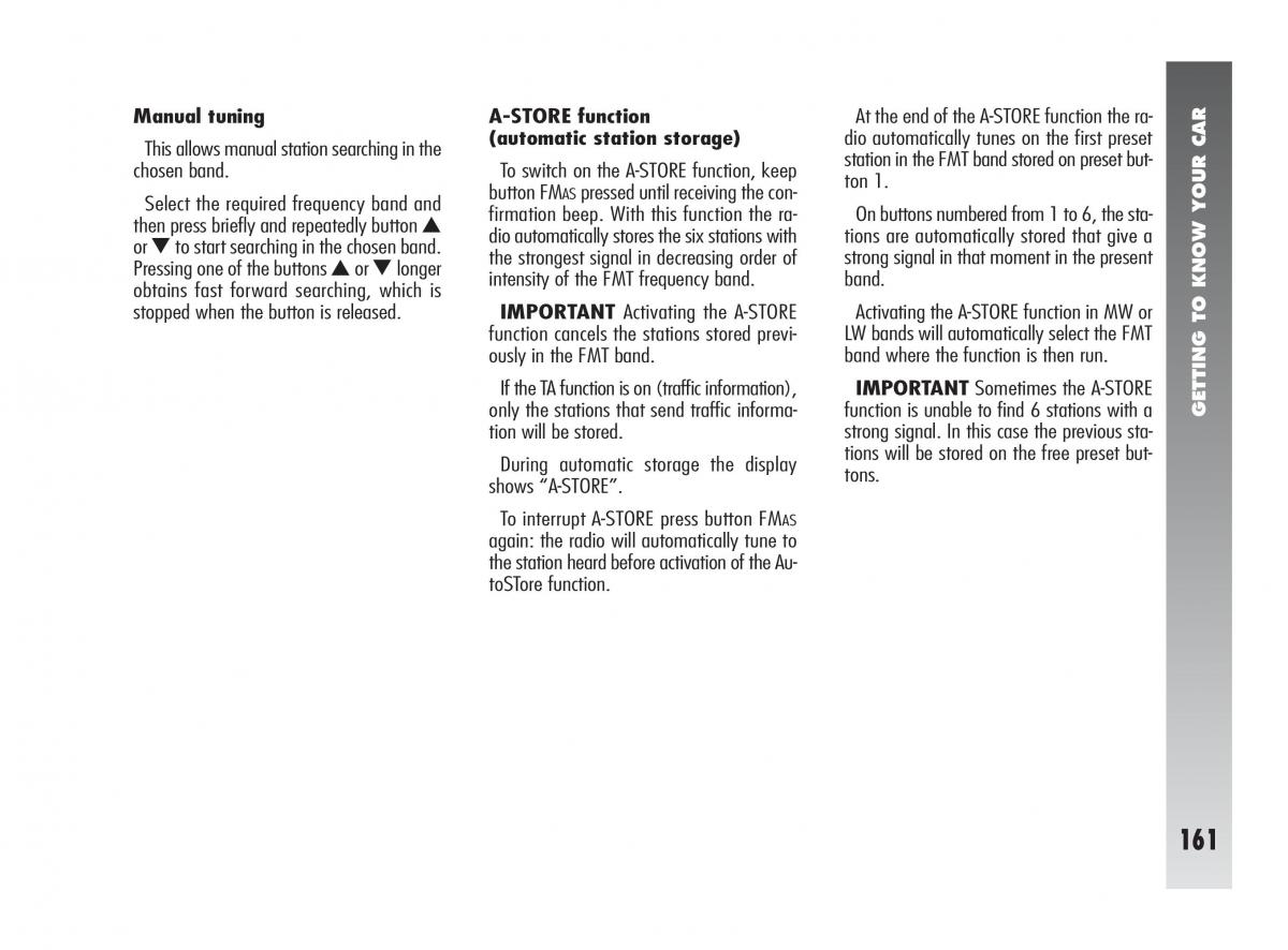 instrukcja obsługi Alfa Romeo 147 Alfa Romeo 147 owners manual / page 162