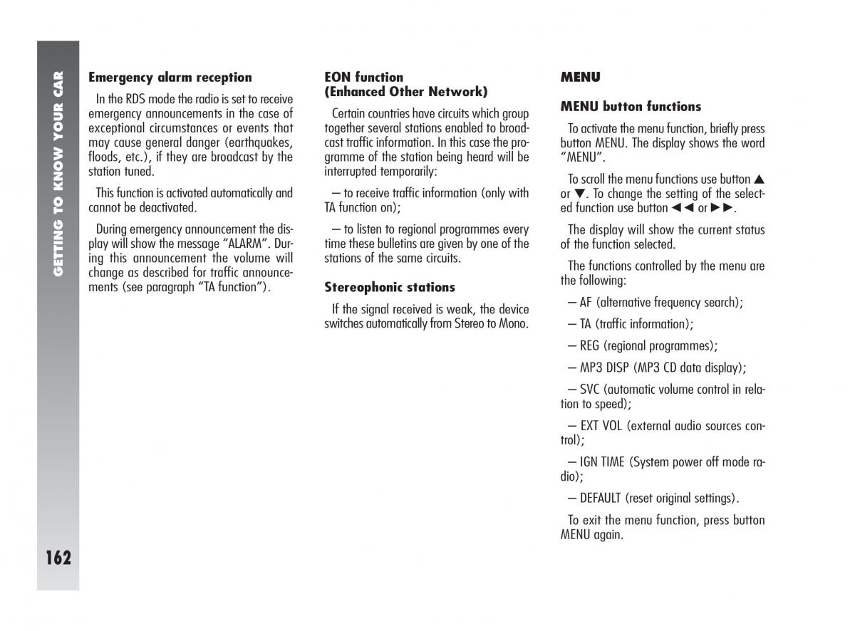 instrukcja obsługi Alfa Romeo 147 Alfa Romeo 147 owners manual / page 163