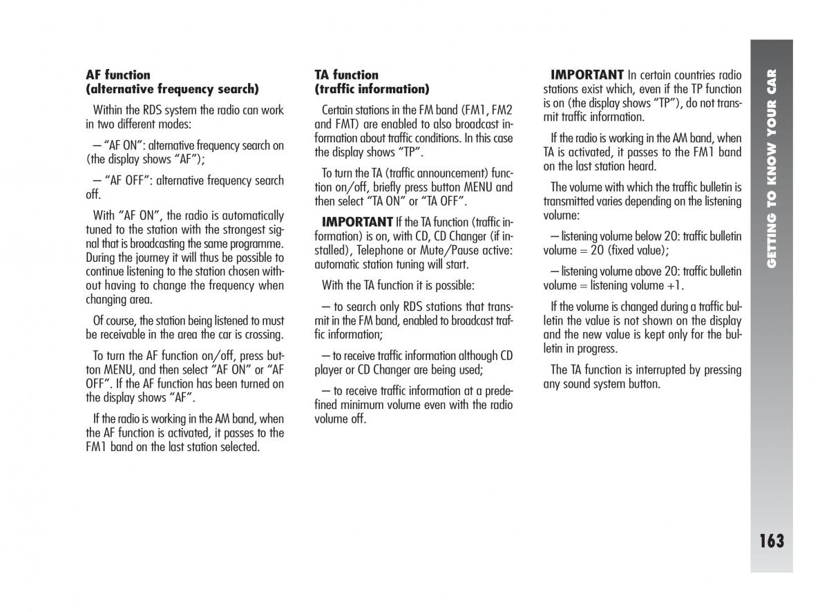 instrukcja obsługi Alfa Romeo 147 Alfa Romeo 147 owners manual / page 164