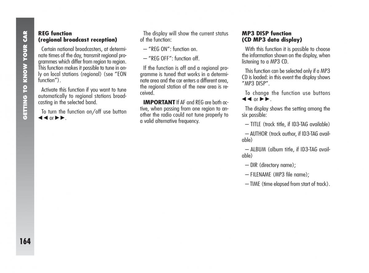 instrukcja obsługi Alfa Romeo 147 Alfa Romeo 147 owners manual / page 165