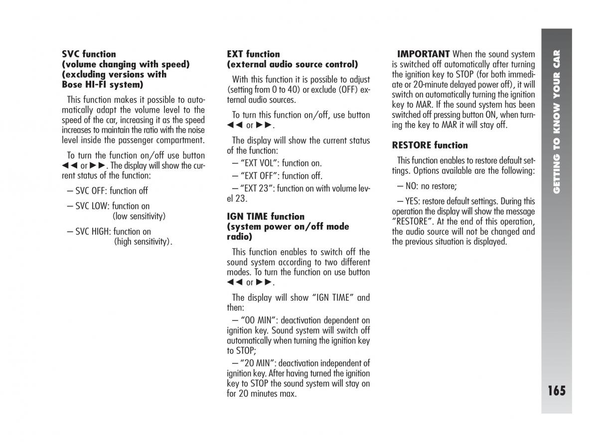 instrukcja obsługi Alfa Romeo 147 Alfa Romeo 147 owners manual / page 166